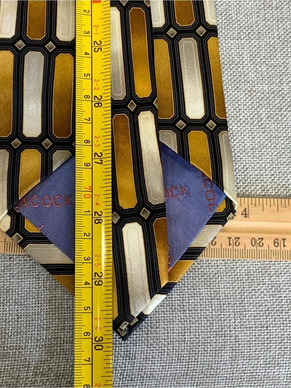 Peacock Vintage Geometric Silk Tie Wide Retro Necktie